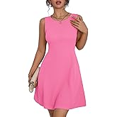 Vidifid Women's Sleeveless Boat Neck Mini Dress Summer A-Line Club Party Little Short Dresses with Pockets