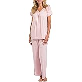 Fishers Finery Women's EcoFabric Pajama Set; Short Sleeve Top & Full Length Pant with Gift Box