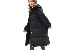 Girls Long Puffer Jacket Winter Heavyweight Warm Thick Fleece Lined Coat Puffy Cozy Knee-Length Hooded Outerwear