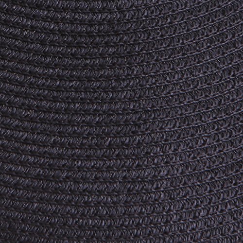 Women's Packable Roll Up Wide Brim Sun Visor Crushable Straw Beach Hat Bonnet (Black)