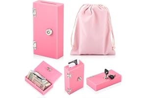 CroBlissful 1 Pack Pink Acrylic Money Bank Box for Gambler, Winners Portable Safe Casino Money Pocket Sized Cash Box with Keys and Storage Bag, Gifts for Gambler Winners Christmas