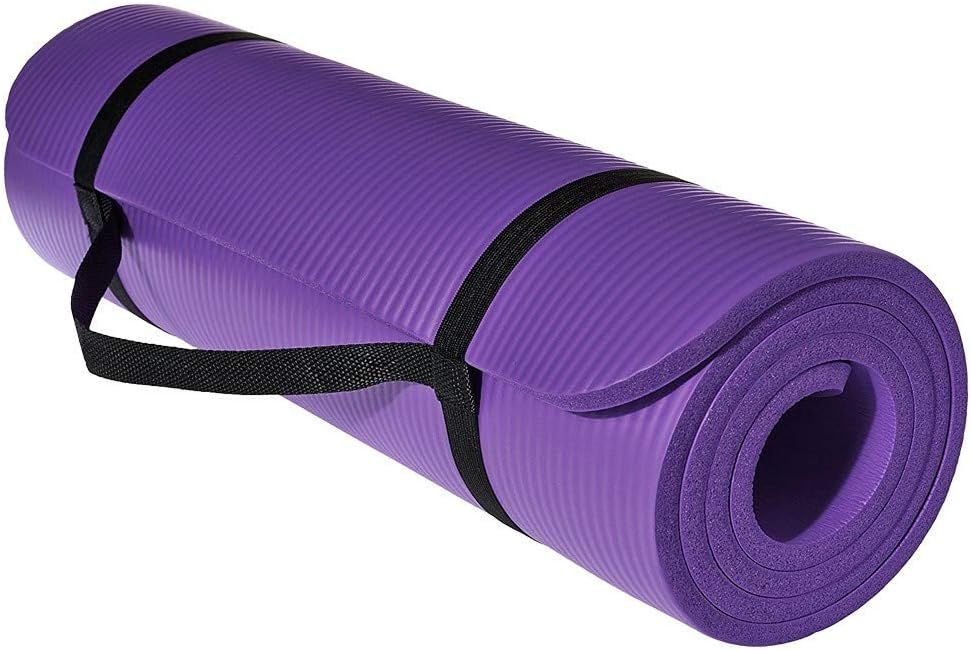 CMrtew Yoga Mat Multi-Function Lightweight Pilates Fitness Mats 1.5 cm Ultra-Thick High-Density Tear-Proof Non-Slip Yoga Mat with Carrier Strap (Purple)