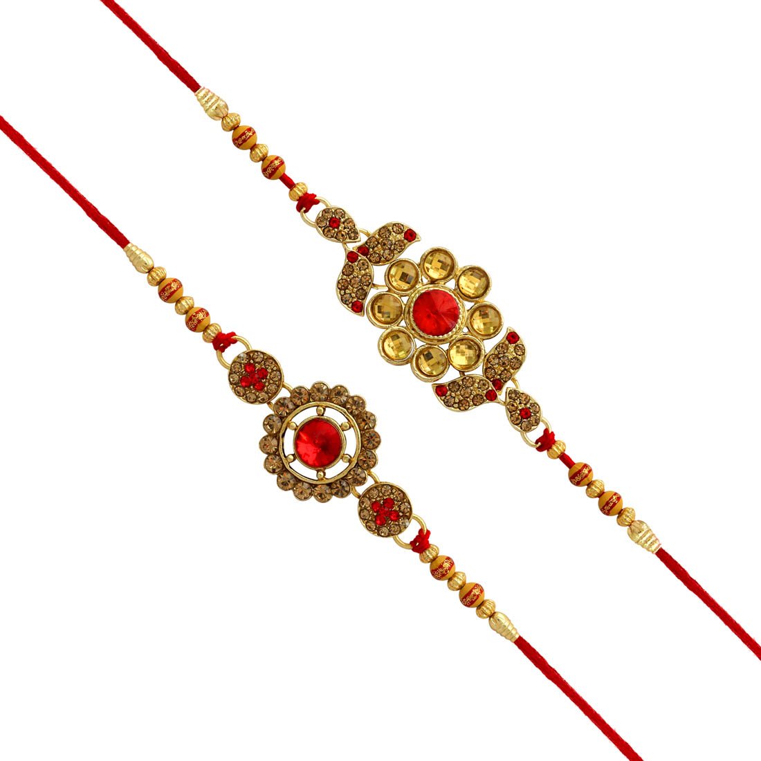 jaipur mart set of 2 kundan rakhi gift for brother latest rakhi gift (rkh16$p)