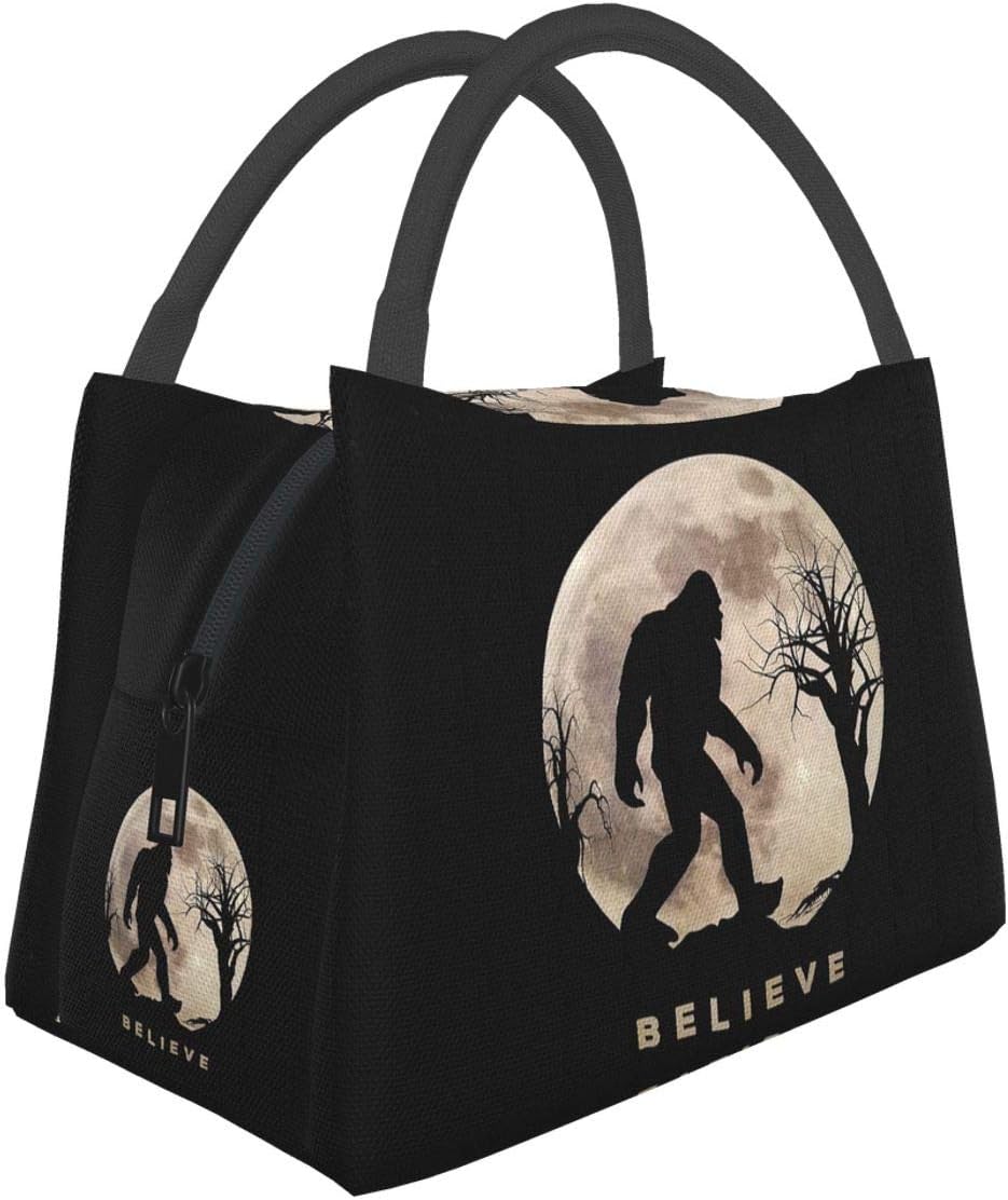 Funny Bigfoot Sasquatch Full Moon Lunch Bag Tote Bag Lunch Bag for Men Women Lunch Box Reusable Insulated Lunch Container Work Pinic or Travel