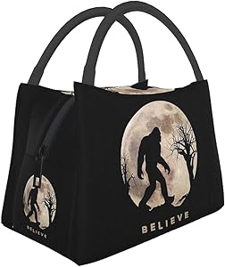 Funny Bigfoot Sasquatch Full Moon Lunch Bag Tote Bag Lunch Bag for Men Women Lunch Box Reusable Insulated Lunch Container Work Pinic or Travel