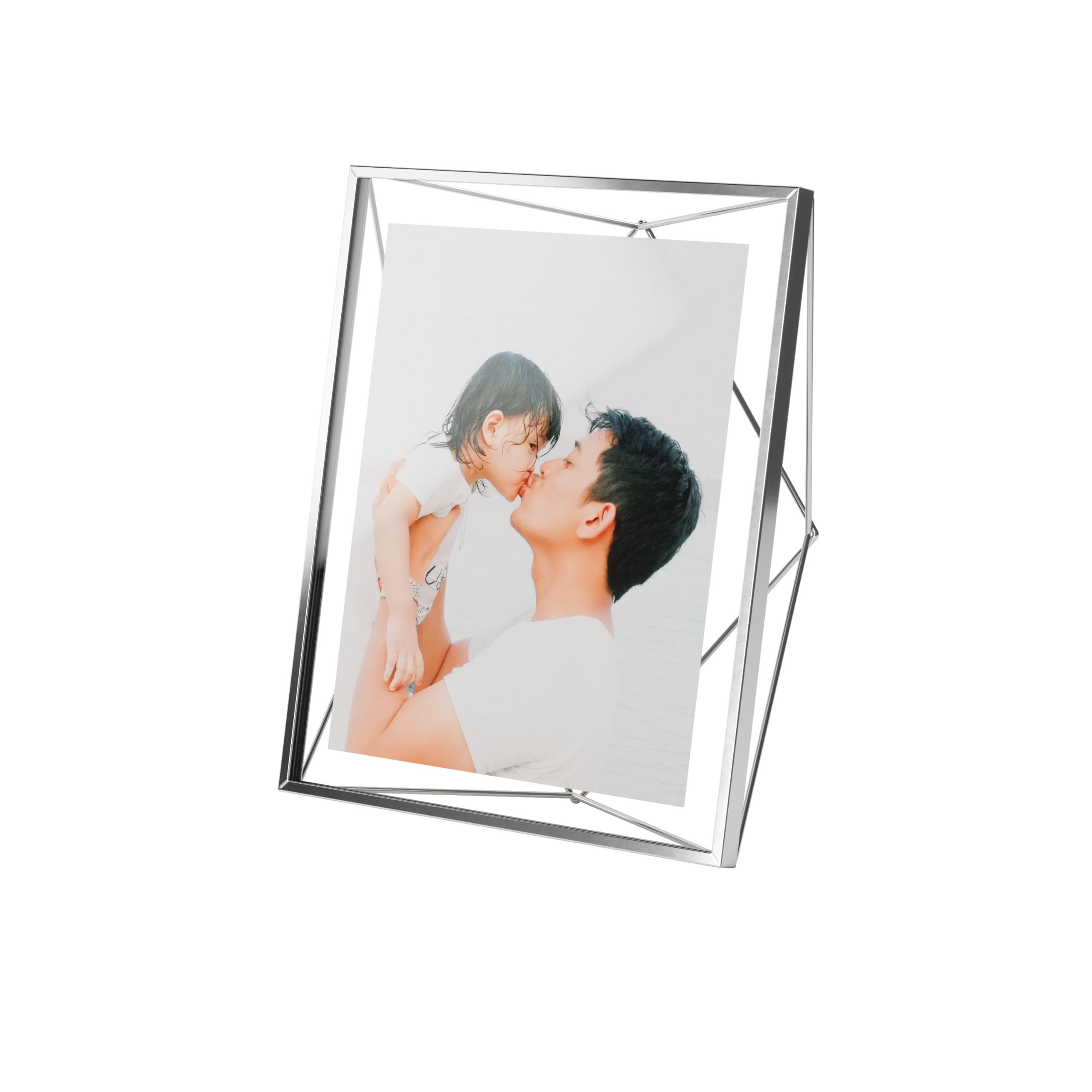 Umbra Prisma 8x10 Picture Frame, Metal Floating Wall or Desk Photo Display for Pictures, Art, Illustrations, and More, Chrome
