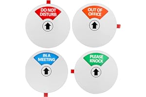 Kichwit Privacy Sign, Do Not Disturb, Out of Office Please Knock, In a Meeting, Conference Sign for Offices, 5 Inch, Silver