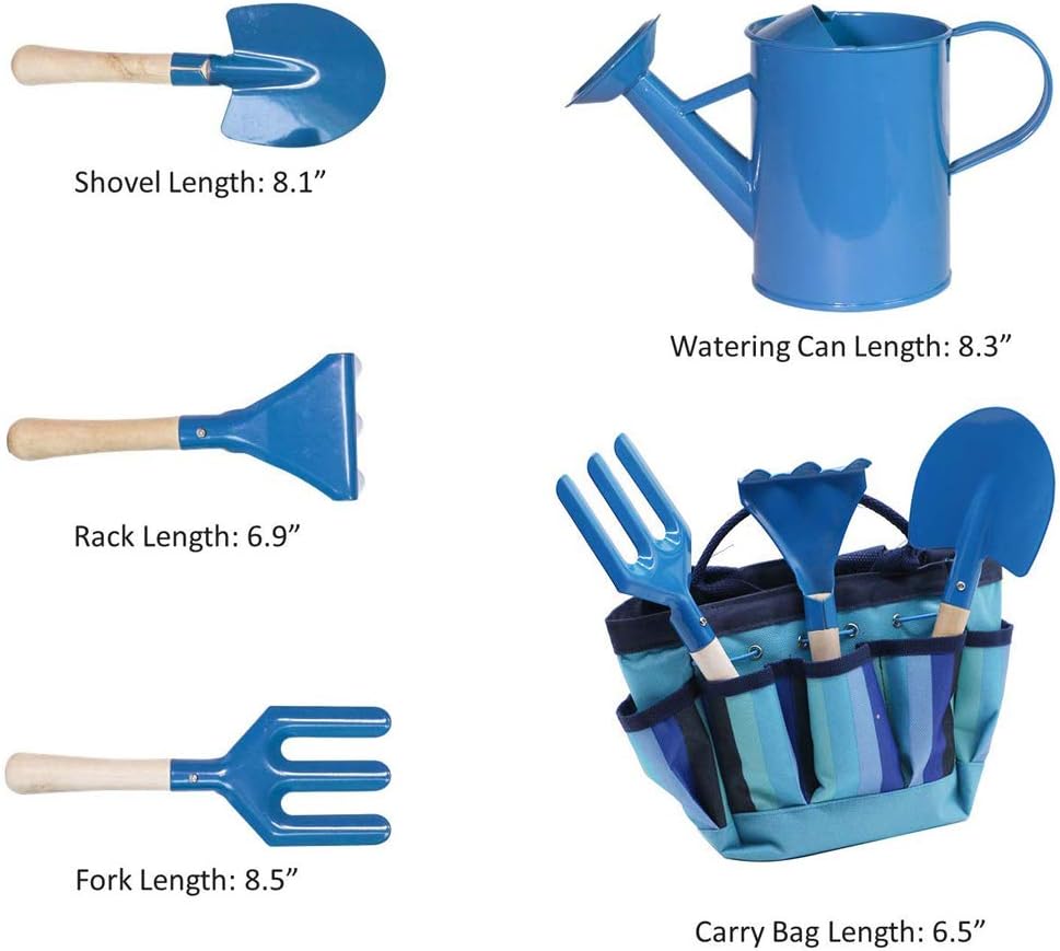FUQUN Childrens Gardening Tool Set for Kids, 7 Piece Garden tool set