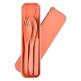 Travel Cutlery Set with Case, Portable Dark Wheat