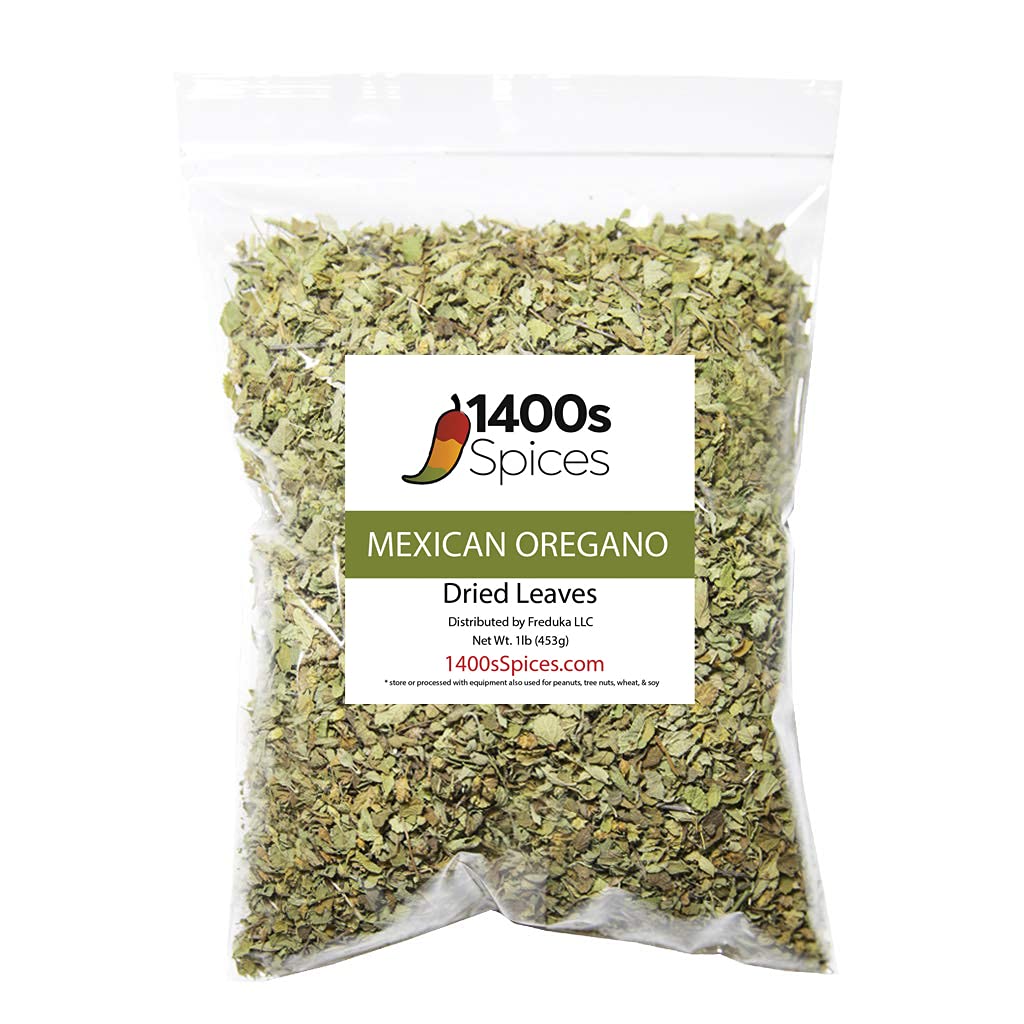 1lb Dried Mexican Oregano Food Service Size. Perfect for Taco Seasoning, Mexican Food, Tamales, Meats, Enchiladas, Cheese, Salads. Rich Flavor Spices for Mexican Recipes