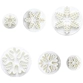 Yinluluna 6Pcs Snowflake Cookie Cutters Molds, Fondant Plunger Cutters with 6 Snowflake Shapes, Decorating Plunger Embossing Tools for Christmas Cookies, Cakes, Party or Wedding