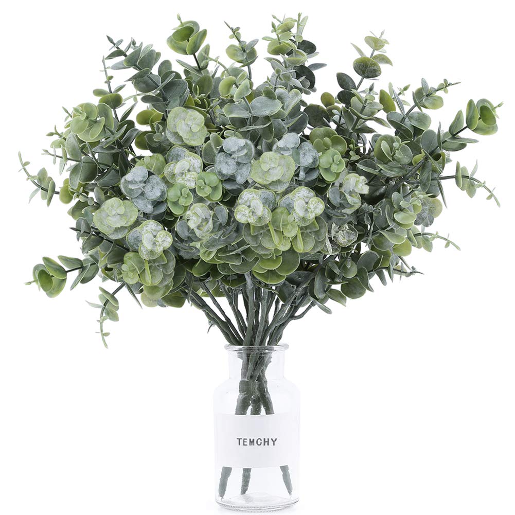 Buy TEMCHY Artificial Eucalyptus Leaves Spray Lifelike Faux Greenery