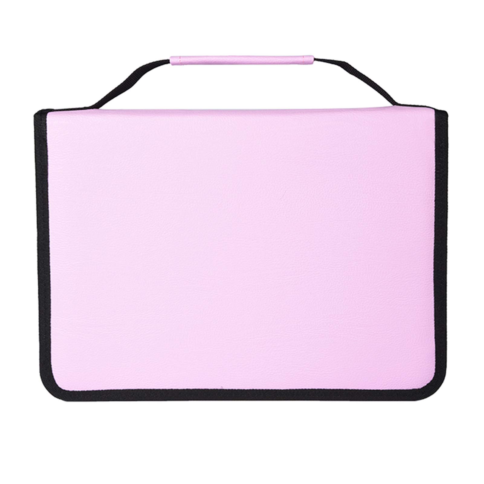 ANGGREK 150 Holes Large Capacity PU Leather Pencil Case Zipper Pen Bag with Elasticity Strap (6 Colors)(Pink)