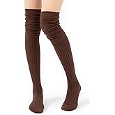 TOCONFFON Women Knit Long Over the Knee Socks,Slouch Top Fashion Thigh Boot Socks
