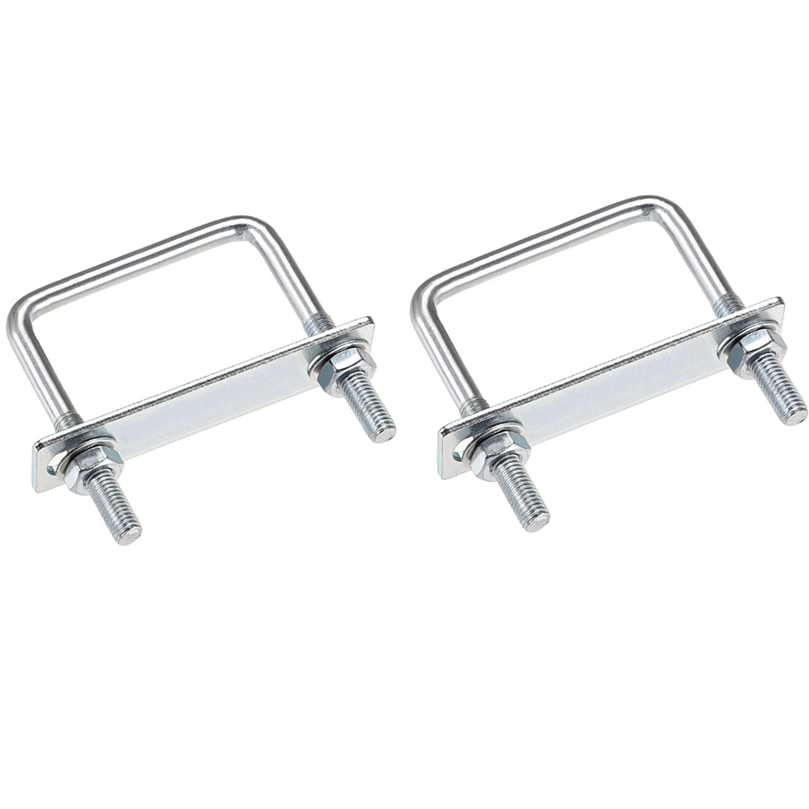 TA-VIGOR 2 sets M8 Square U-Bolts, 82mm Inner Width 75mm Length Steel U-Bolts with Nut, Plate, Washer for Attaching Piping Conduit Cable Tube Brackets Boat Trailer