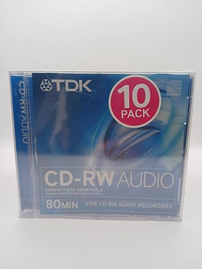 TDK CD-RW Audio CD Rewritable 10 Pack 80 Min 700MB Disc Labeling No