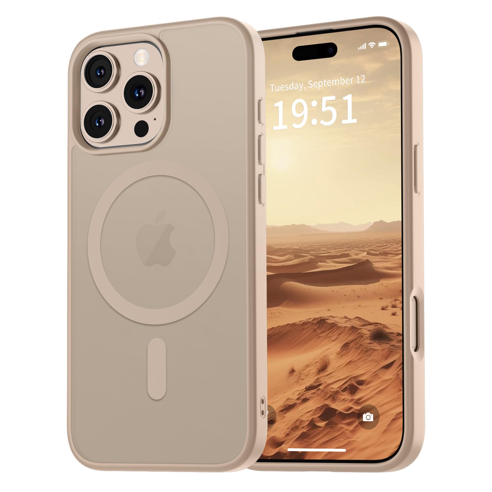 Photo 1 of vnnink for iPhone 16 Pro Max Case,Magnetic Matte Military Grade Drop Protection Translucent Cell Phone Cover - Slim Rugged Durable Shockproof Bumper Case-Desert Gold
