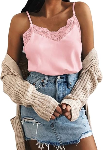 pink satin vest top