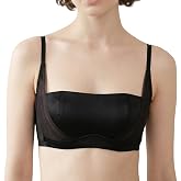 SilRiver Women's Silk Satin Bralette Demi Balconette Bra | 93% Mulberry silk inner/outer, wireless padded bra, light push-up, lace trim, feminine, breathe, second-skin all day comfort