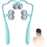 Abnaok Neck Massager, Upgrade Neck Roller for Pain Relief Deep Tissue, Trigger Point Roller Massager with 6 Wheels, Handheld Shiatsu Shoulder Massage Tools, Suitable for Arm, Legs, Back, Neck Relaxer