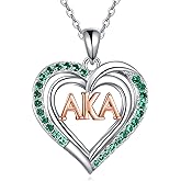 YFN Aka Heart Necklace Sterling Silver Heart Pendant Necklace Heart Jewelry for Women Sorority Gifts for Women