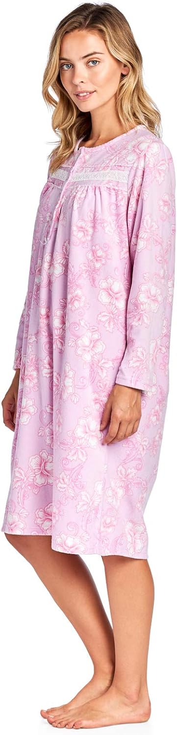 Casual Nights Women's Cozy Long Sleeve Fleece Nightgown at  Women’s Clothing store