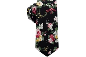 Mantieqingway Men's Cotton Printed Floral Neck Tie Skinny Tie