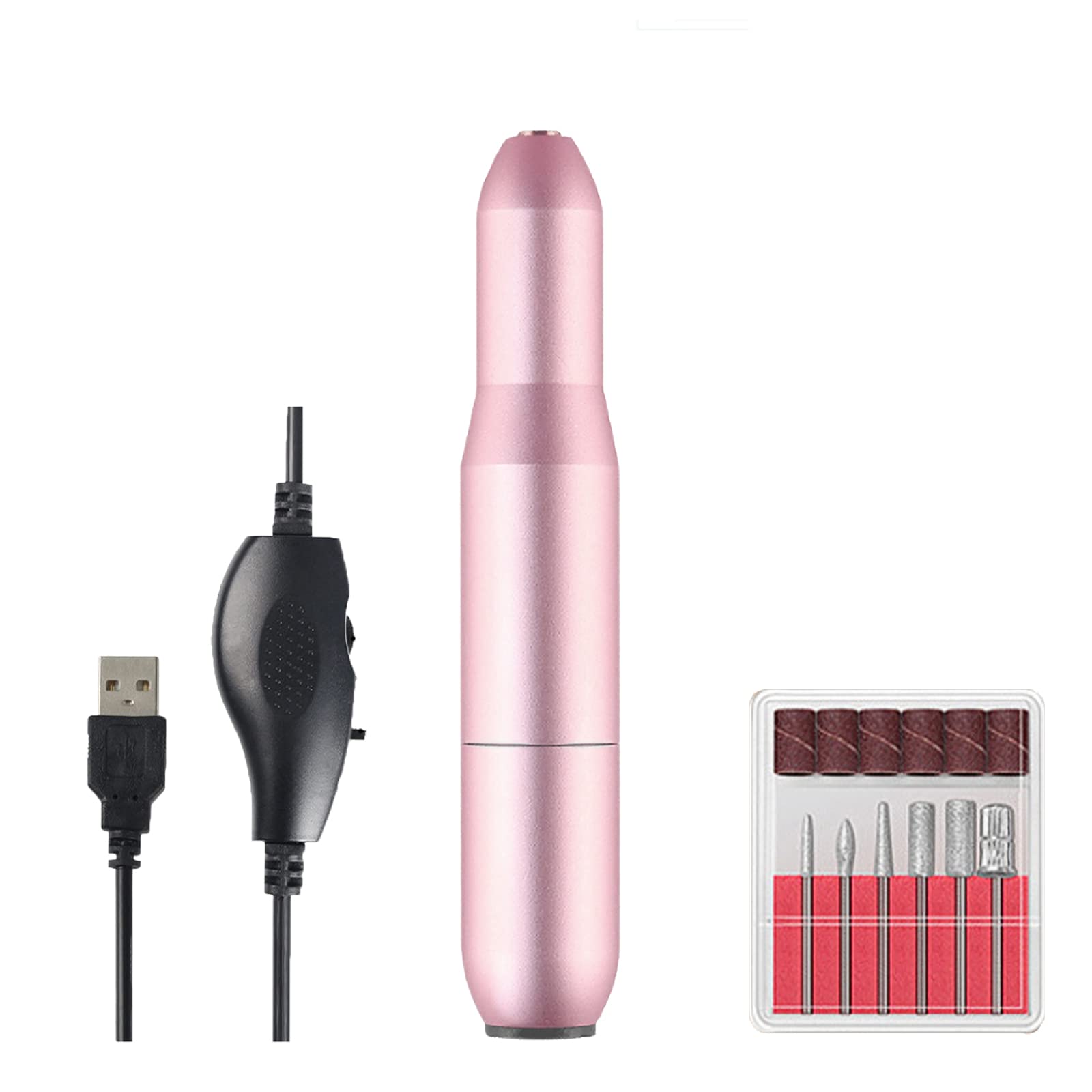 Nail Drill, Electric Nail-Drill Machine, 6 Kinds of Multifunctional Drills and Set Professional 20000rpm Manicure Pedicure with Sanding Bands, Portable Electrical Nail File Polishing Tool