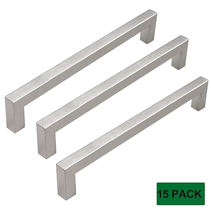 Probrico 15 Pack Cabinet Handles 7-1/2 Inch (192mm) Stainless Steel Square Kitchen Bedroom Drawer Dresser Cupboard Handles and Pulls Brushed Nickel- 8 (204mm) Total Length   Amazon.com
