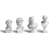 TRANSGOOD 4Pcs/Set Classic Mini 2.7&rdquo; Greek Bust Resin Sculptures and Statues, Home D&eacute;cor, Mini Statues Decor for Shelves, David Venus Apollo Medici, Greek Mythology Decor