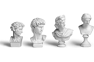 TRANSGOOD 4Pcs/Set Classic Mini 2.7” Greek Bust Resin Sculptures and Statues, Home Décor, Mini Statues Decor for Shelves, Dav