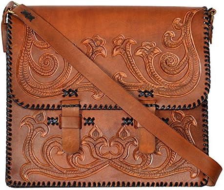 Classic - Retro 14" Inch Carved Full Grain Leather Laptop Bag With Hand Embossed Design An Exclusive Unisex Collection Crafted By Sparsh Inc