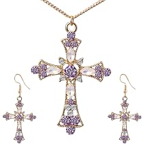 Crystal Cross Pendant Chain Necklace 