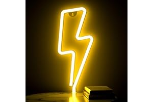 XIYUNTE Neon Sign Lightning Bolt Neon Light Sign for Wall Decor, USB or Battery Powered Warm White Led Lightning Bolt Neon Signs for Bedroom, Kids Room, Living Room, Bar, Party, Christmas, Wedding
