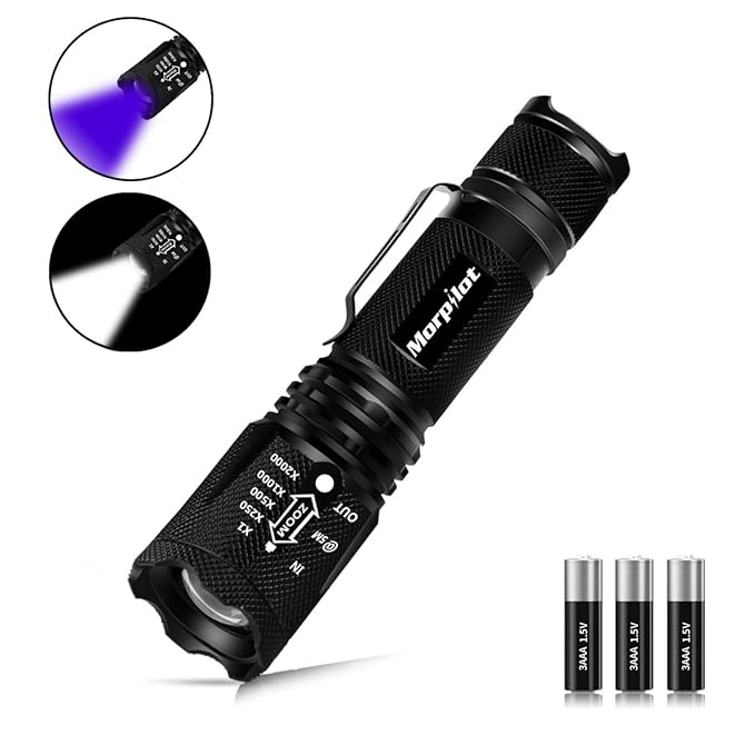 morpilot LED Torch UV Torch 2 in 1 Black Light Torches, 395nm UV