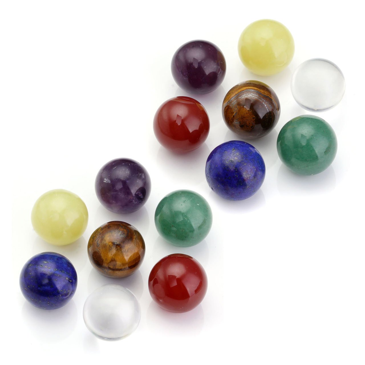 JOVIVI Engelrufer Anhänger Set,Verkündigung Engel Käfig Locket Anhänger 7x Ø 16mm Steinkugeln mit 7 Chakra Halskette