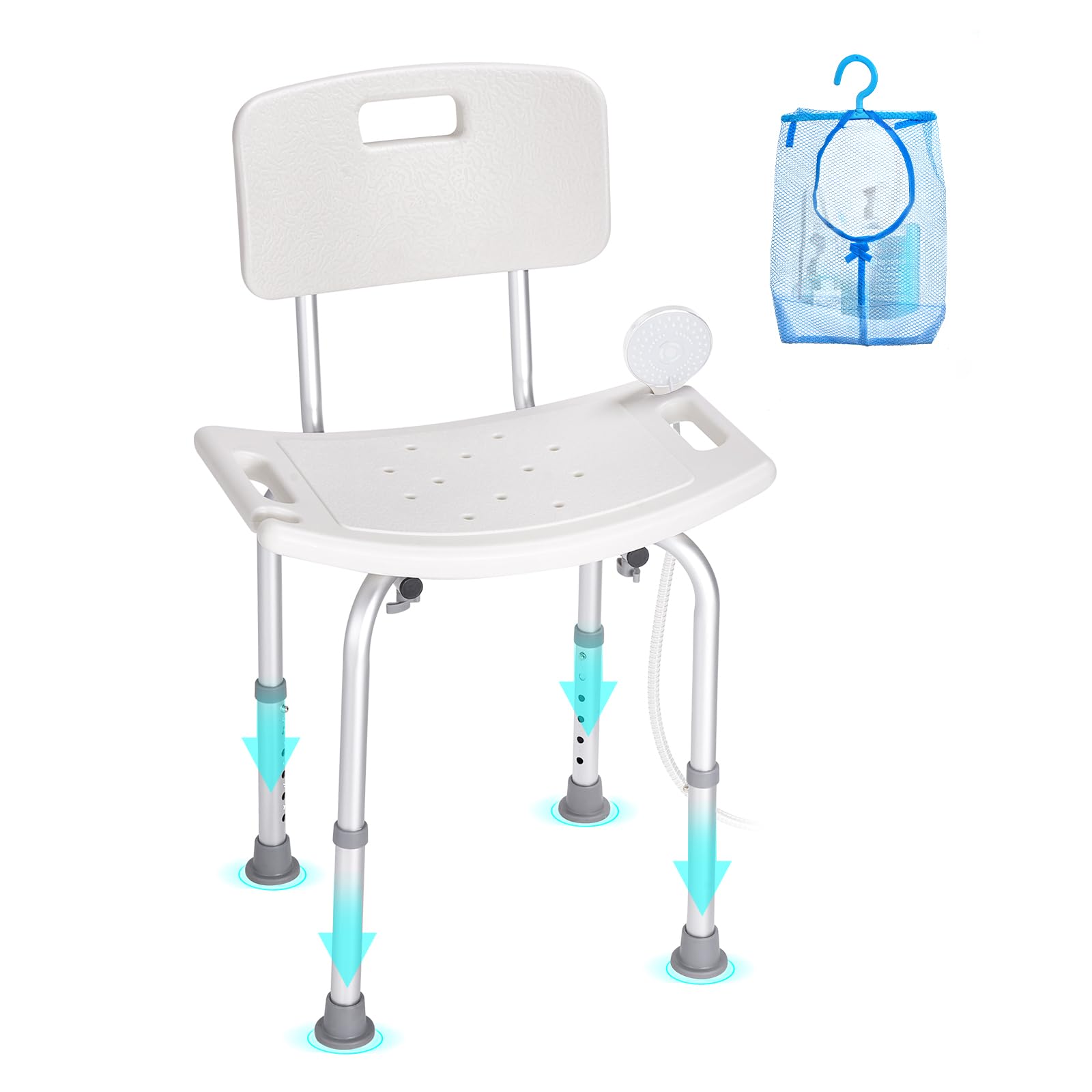 VEVOR Shower Chair, Shower Seat with Back, Adjustable Height Shower Stool, Shower Chair for Inside Shower Bathtub, Non-Slip Bathroom Bench Bath Chair for Elderly Disabled Handicap, 350 lbs Capacity Image VEVOR Shower Chair, Shower Seat with Back, Adjustable Height Shower Stool, Shower Chair for Inside Shower Bathtub, Non-Slip Bathroom Bench Bath Chair for Elderly Disabled Handicap, 350 lbs Capacity Image