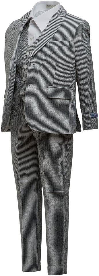 Art Hoffman Boy's Regular Fit 3-Piece Striped Linen Suit Set
