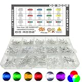 CO RODE RGB LED, 3mm 5mm LED Diode Light Kit with Color White Red Blue Green Yellow UV, Fast, Slow Flashing, RGB