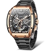 OLEVS Mens Automatic Watches Skeleton Tourbillon Self Winding Dress Watch for Man Luxury Sapphire Crystal Waterproof Square Big Dial Mechanical Watch