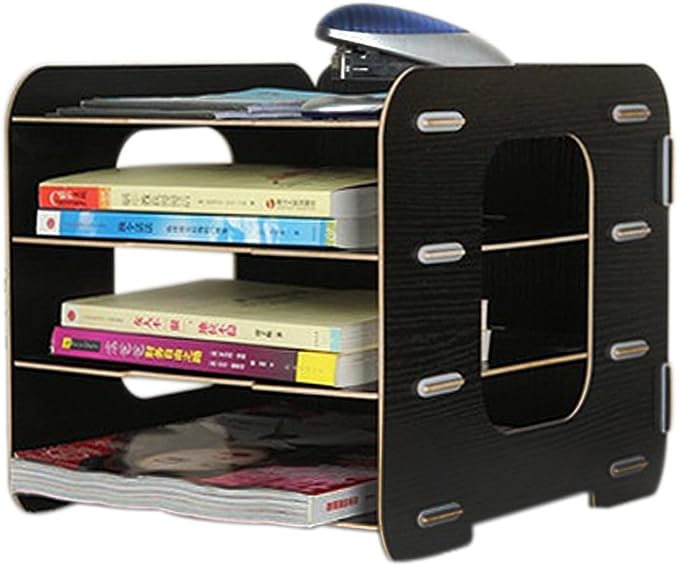 Organisateur Bureau Bois DIY - 4 Planches + 2 Compartiments Et Pots à Crayons - Rangement Livres Et Fournitures