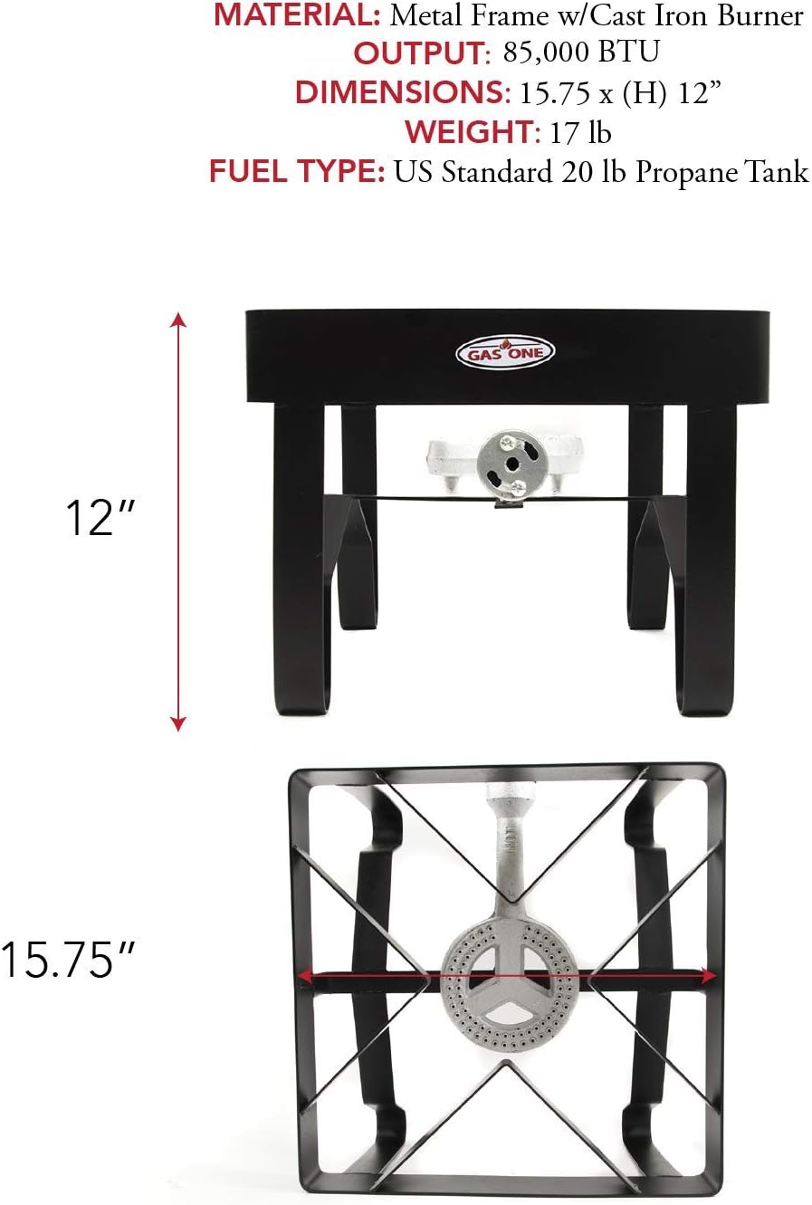 review GasOne B-5200+50480 Cover Burner Outdoor Camp Stove Propane Gas