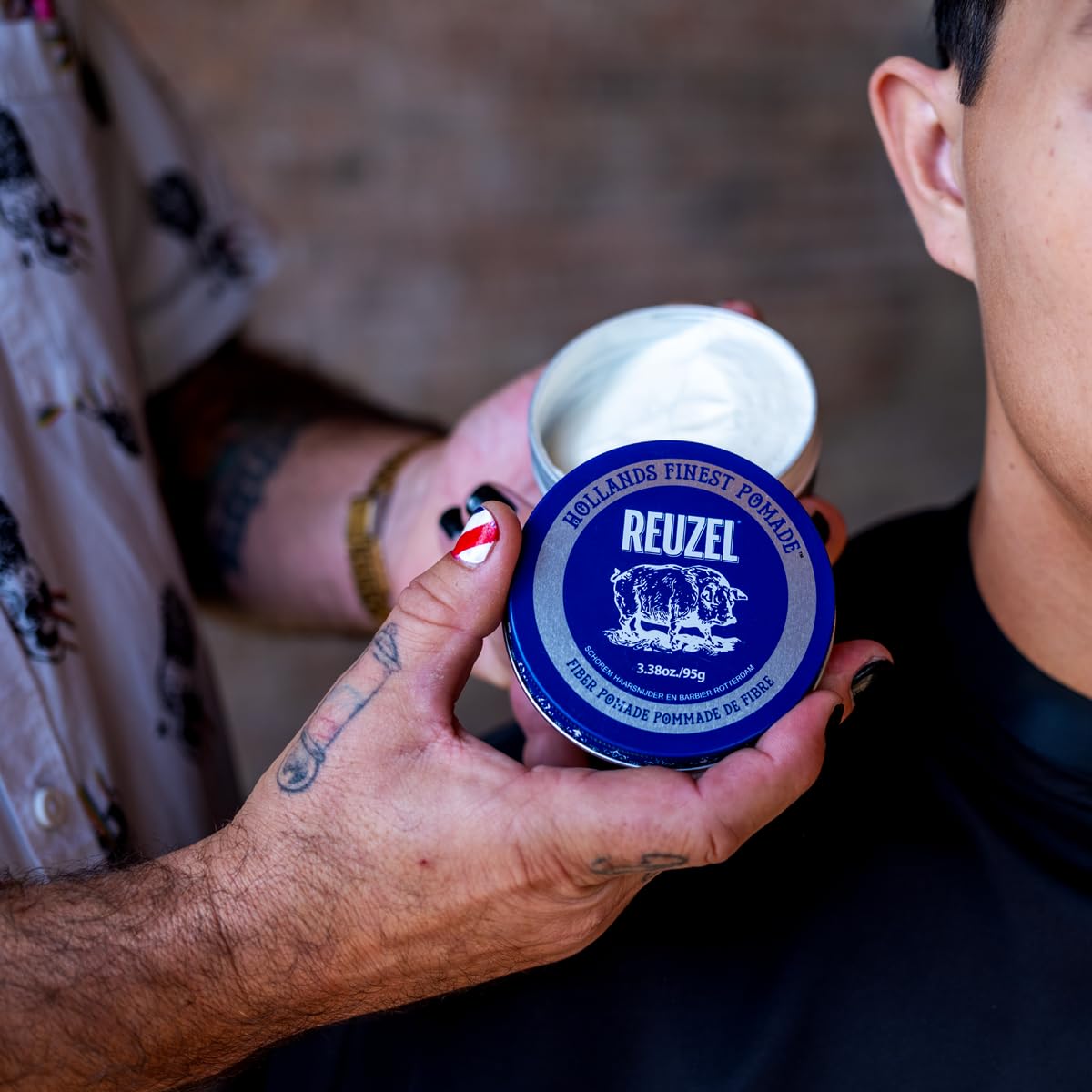 REUZEL Fiber Pomade, Firm and Pliable All Day Hold, Water Soluble Styling, Low Shine and Flake Free, Easy To Wash Out, For All Hair Types