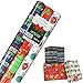 Red and Green Christmas Wrapping Paper - Christmas Themed Gift Wrap - Merry Christmas Wrapping Paper - Holiday Wrapping Paper Bundle - 6 Rolls Bulk