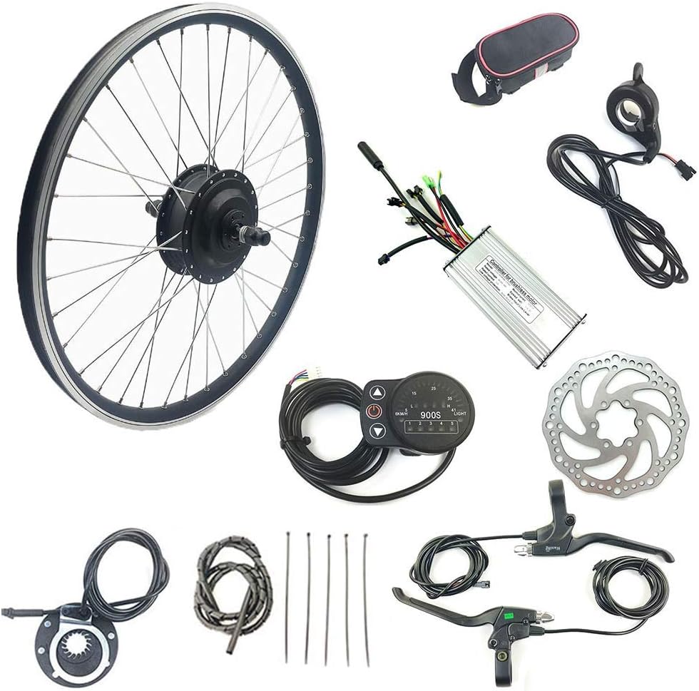 Schuck 36V 250W 28" Front Wheel Electric Bicycle Conversion Motor Kit E-bike Cycling with Brushless Geared Hub Motor Thumb Throttle and LED900S Display