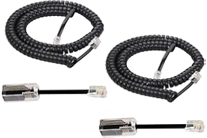 Menewstart Telephone Handset Detanglers Cable, Landline 8FT Uncoiled /1.4FT Coiled, 2 Pack, Black, Anti-Tangle Telephone Cord Untangler 360 Degree Rotating Swivel Cord