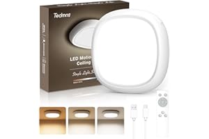 TEDMOS Rechargeable Shower Light for Inside Shower, 12000mAh Motion Sensor Wireless Ceiling Light with Remote No Wiring, Battery Operated Closet Lights Cordless LED Overhead Lighting for Pantry Bathroom