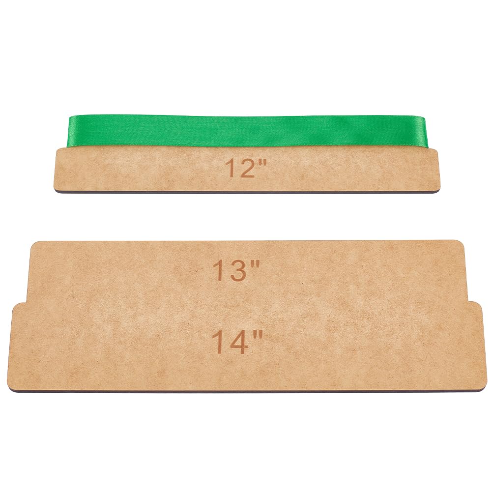 BENECREAT 2 Styles Ribbon Tail Board, 10" 12" 13" 14" MDF Wooden Measuring Board for Craft Supplies Wreath Supplies