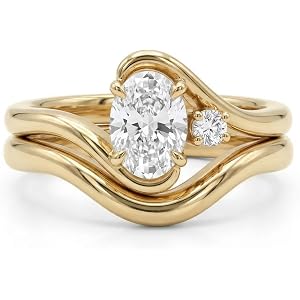 Coolkin 14K Gold/Silver Plated Stackable Engagement Rings Set for Women Trendy Wave Design Cubic Zirconia CZ Wedding Bands Pr