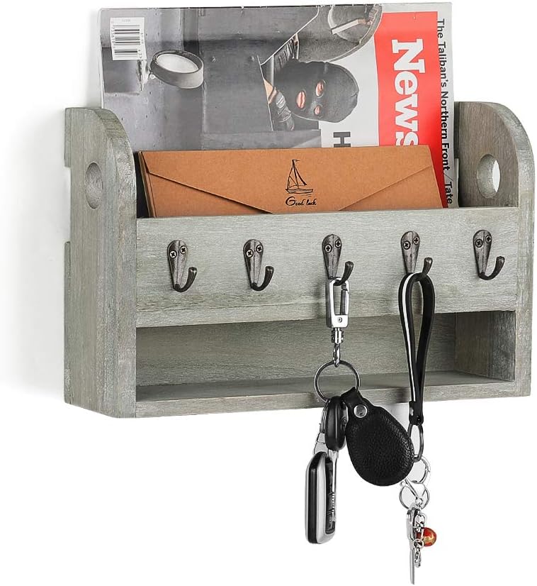 LIANTRAL Mail Sorter Wall Mount Mail & Key Holder Organizer (Rustic Green)